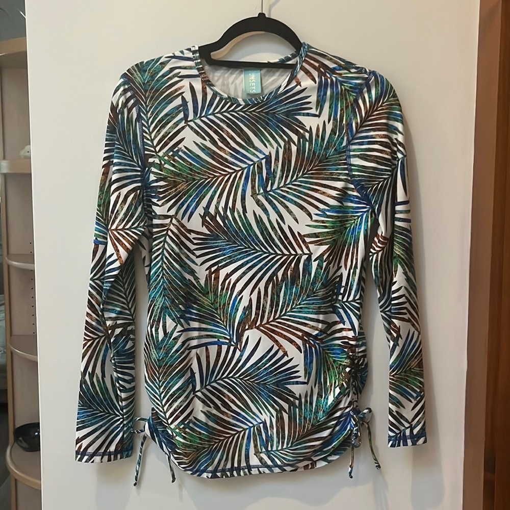 Sunsets California Palmera Long Sleeve Swim Top/Rash Guard,Medium,NWT